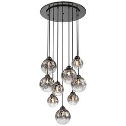 Metropolitan Neveh 9-Light 23.63-in Gun Metal Pendant with Grey Glass Shade