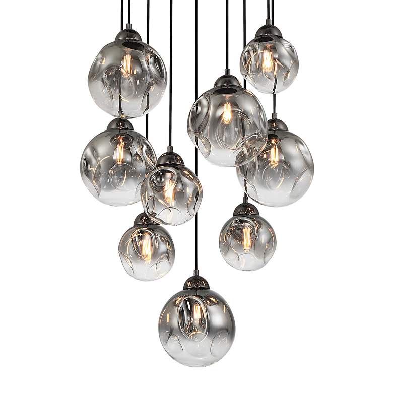 Image 3 Metropolitan Neveh 9-Light 23.63-in Gun Metal Pendant with Grey Glass Shade more views