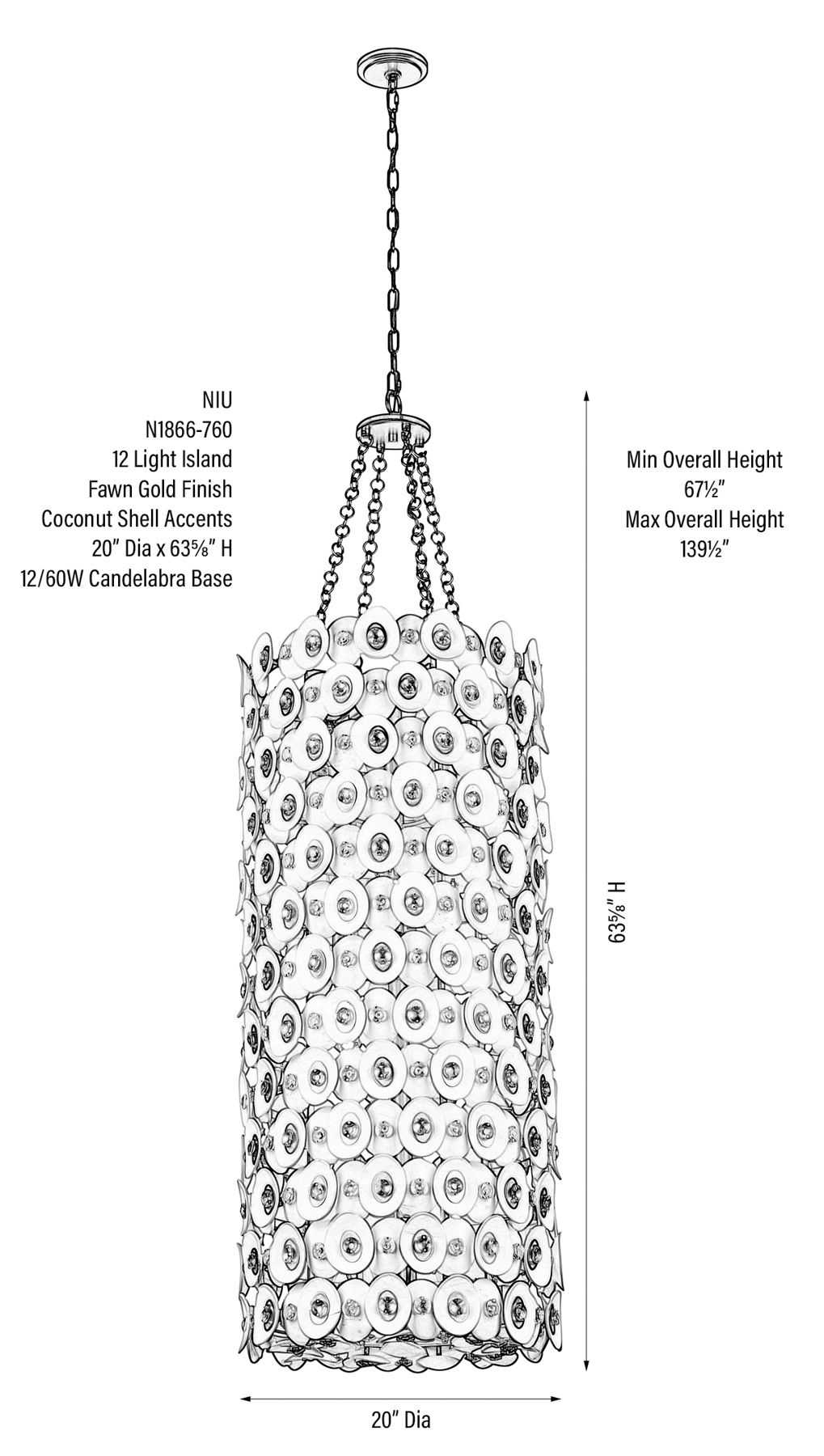 Image 5 Metropolitan Niu 12-Light Fawn Gold 20.5-in Dia Foyer Pendant more views