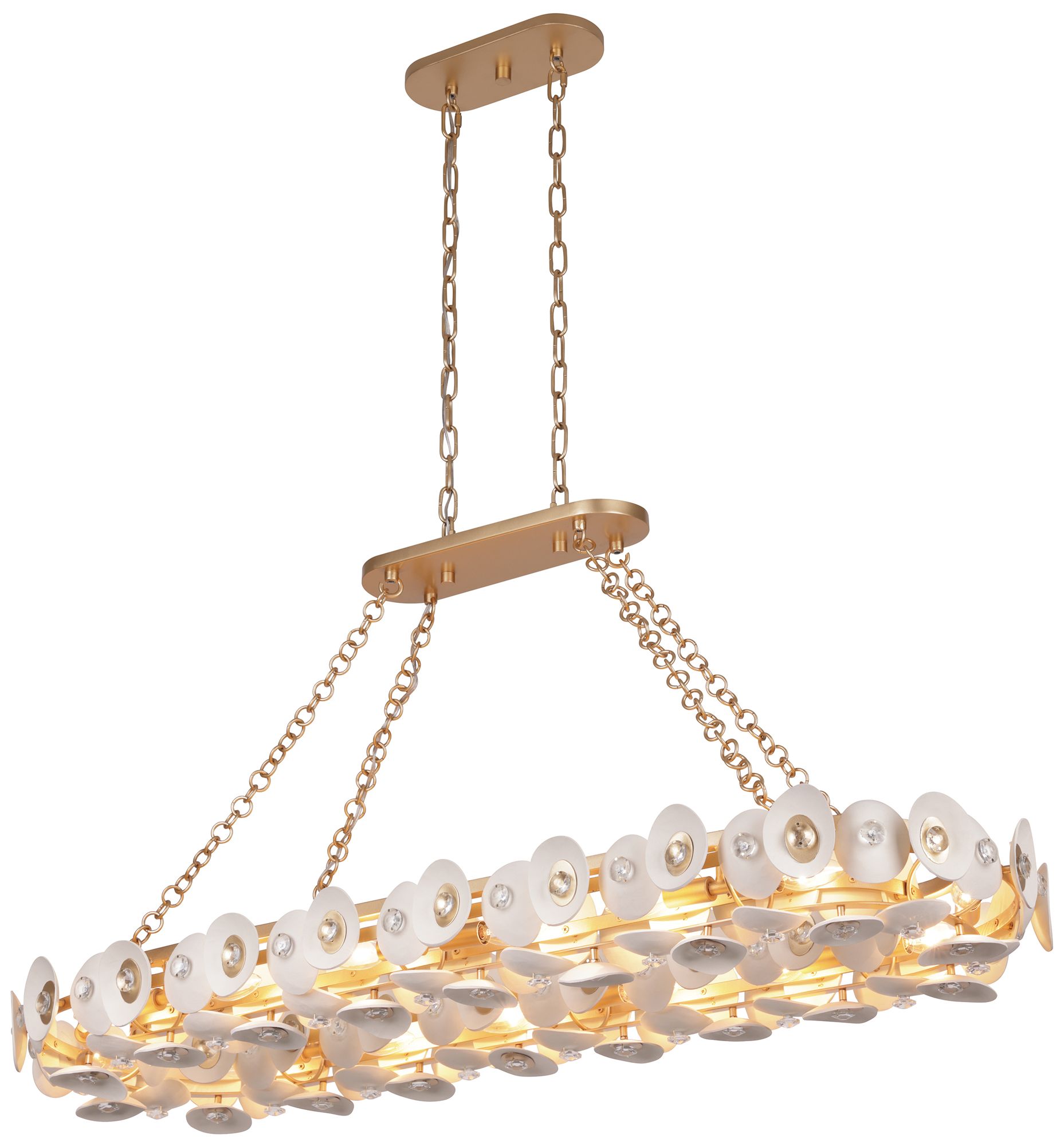 Metropolitan Niu 14-Lt 49-in Fawn Gold Linear Chandelier with Shell Accents