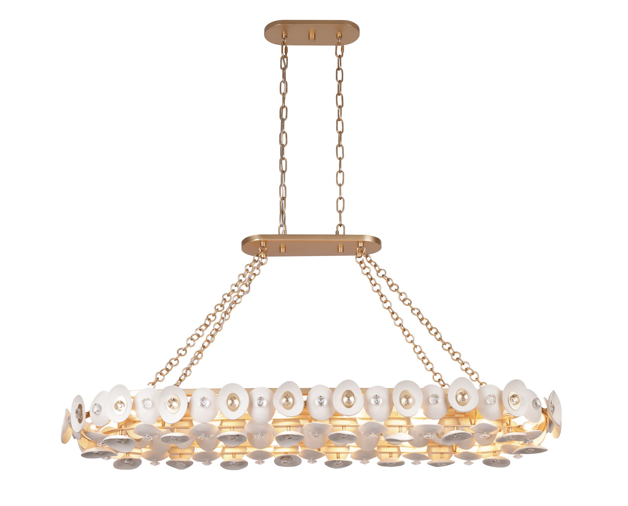 Image 3 Metropolitan Niu 14-Lt 49-in Fawn Gold Linear Chandelier with Shell Accents more views