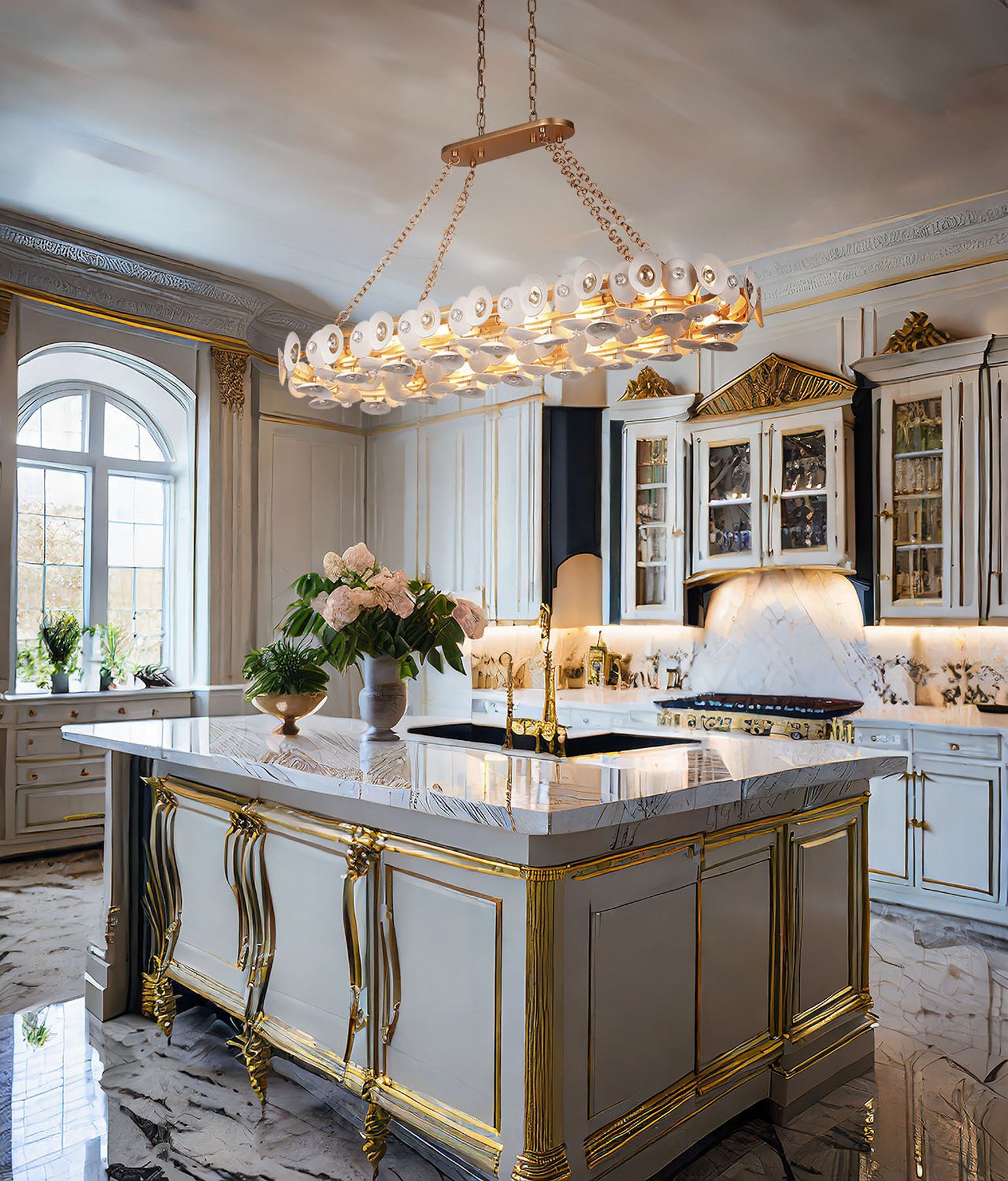 Image 6 Metropolitan Niu 14-Lt 49-in Fawn Gold Linear Chandelier with Shell Accents more views