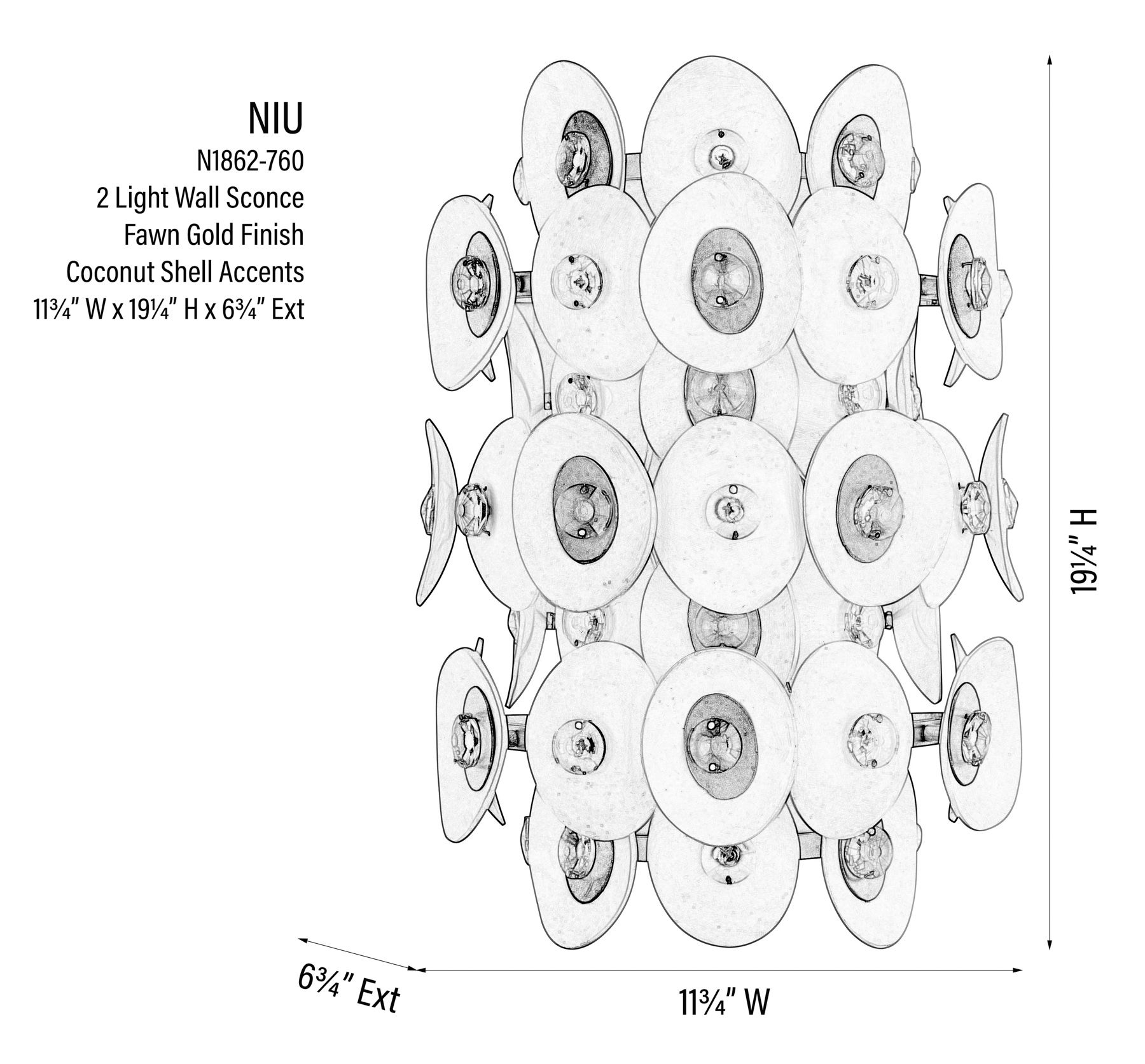 Image 4 Metropolitan Niu 2-Light Fawn Gold 11-in Wall Sconce more views