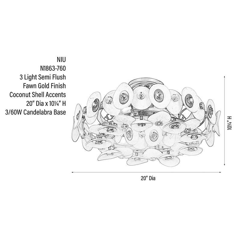 Image 3 Metropolitan NIU 20 1/2" Wide 3-Light Fawn Gold Luxe Ceiling Light more views