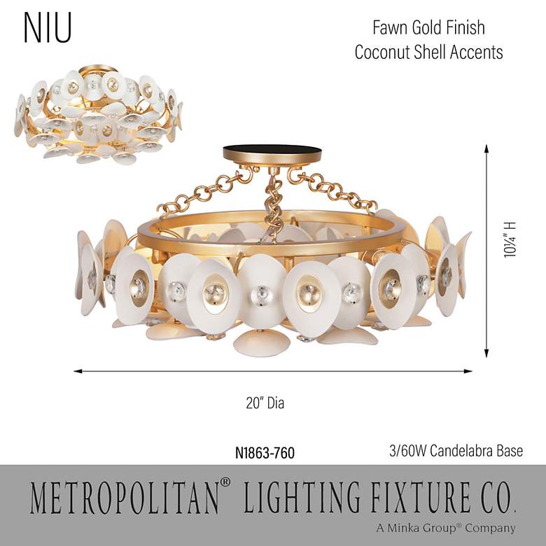 Image 6 Metropolitan NIU 20 1/2" Wide 3-Light Fawn Gold Luxe Ceiling Light more views