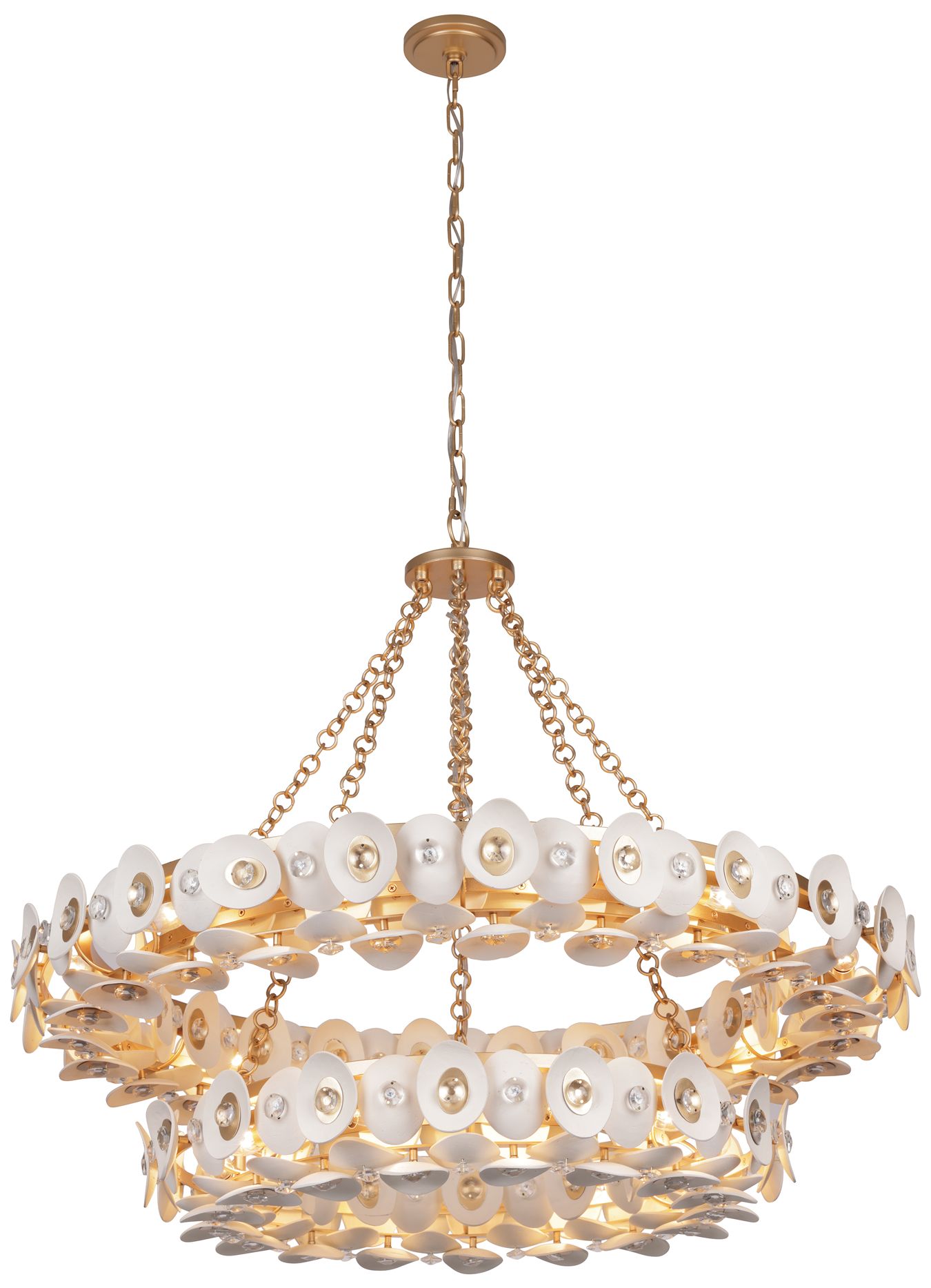 Image 3 Metropolitan Niu 22-Light 39-in Fawn Gold Chandelier with Shell Accents more views