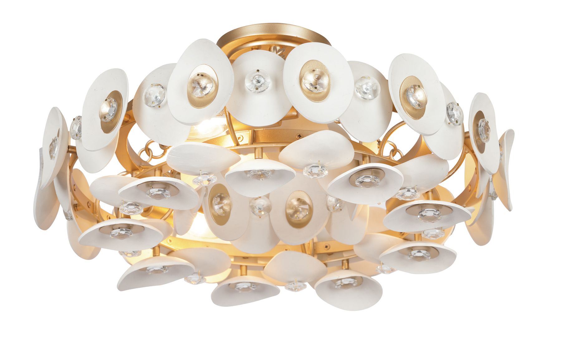 Image 2 Metropolitan Niu 3-Lt 20.5in Fawn Gold Semi-Flush with White Coconut Shells more views