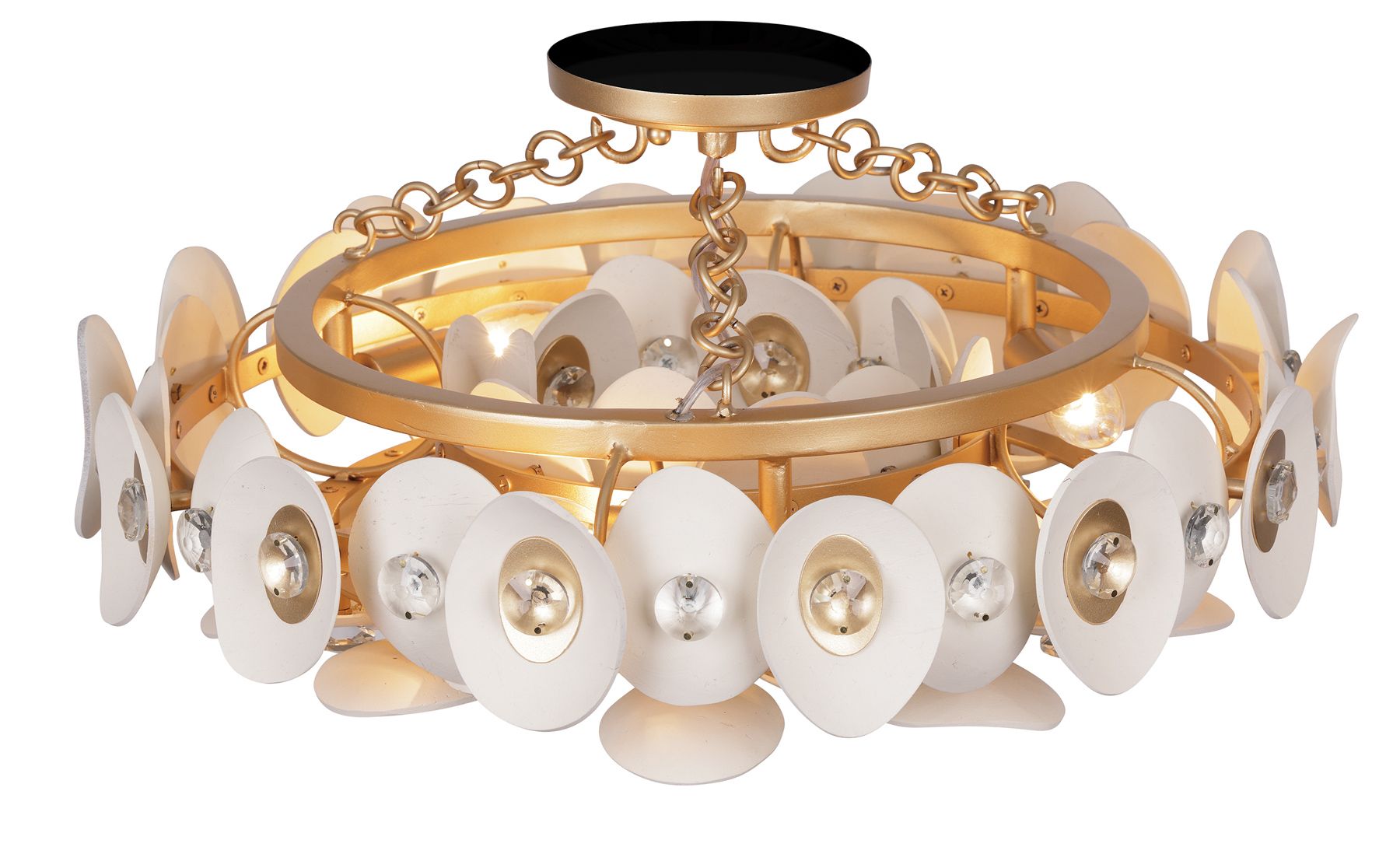 Image 4 Metropolitan Niu 3-Lt 20.5in Fawn Gold Semi-Flush with White Coconut Shells more views