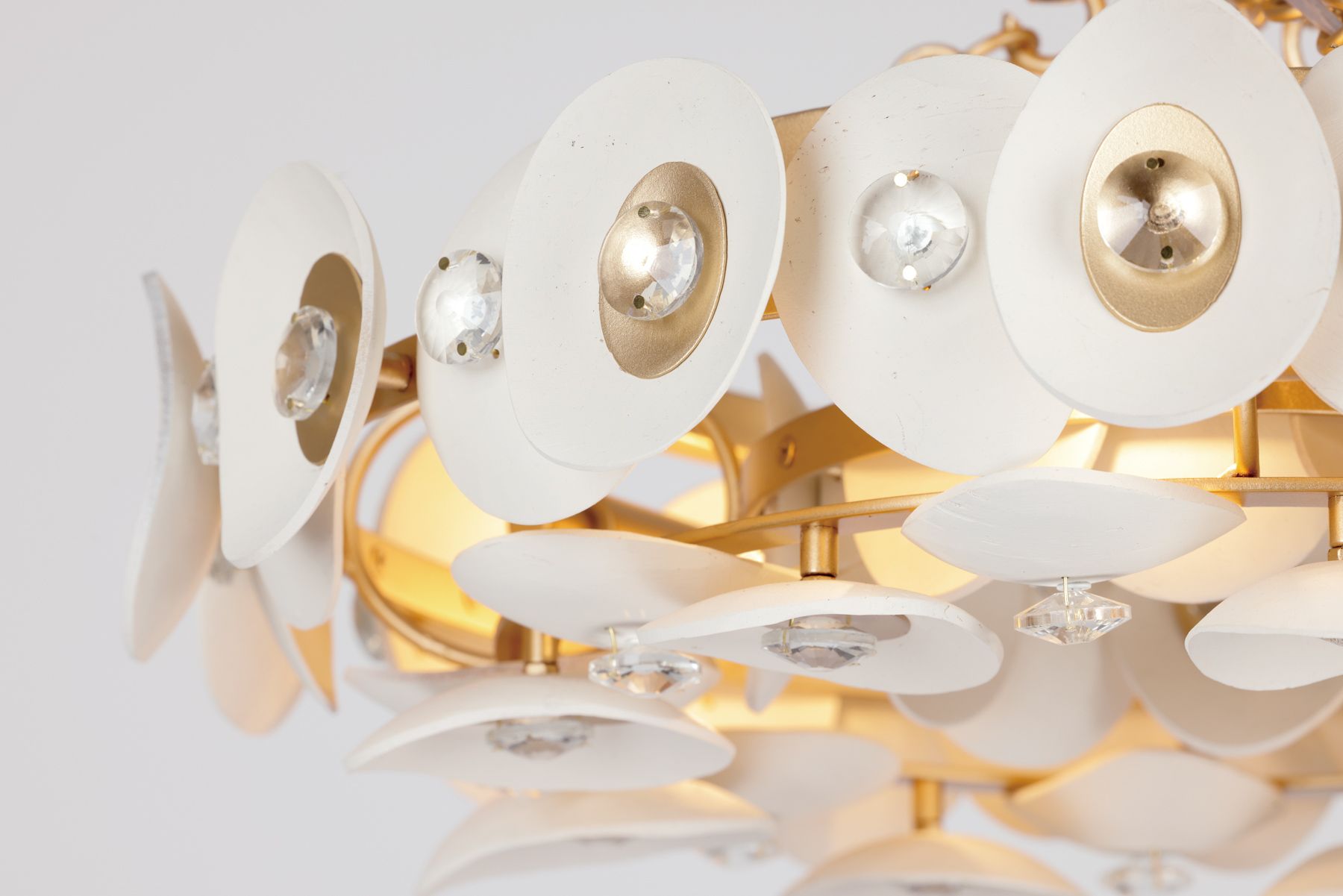 Image 5 Metropolitan Niu 3-Lt 20.5in Fawn Gold Semi-Flush with White Coconut Shells more views