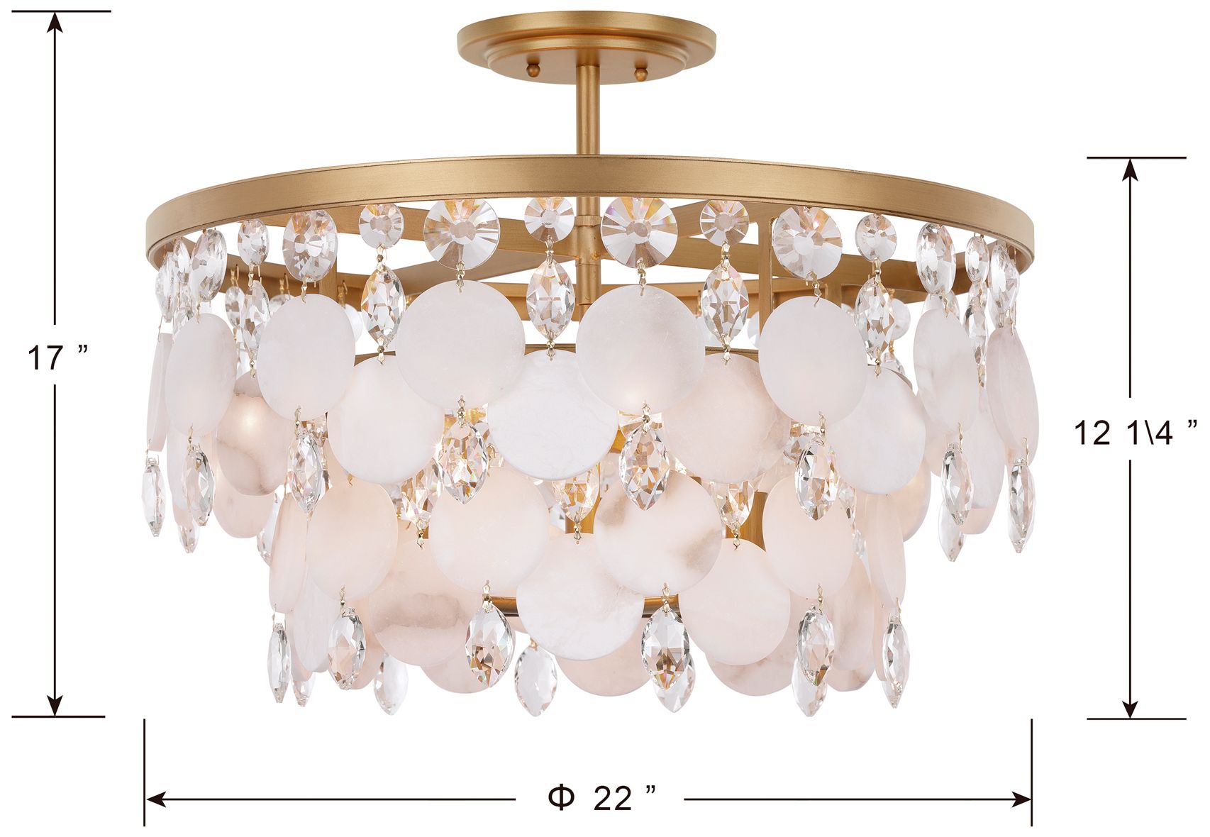 Metropolitan Nova Mara 5-Light 22-in Painted Legacy Brass Semi-Flush Mount