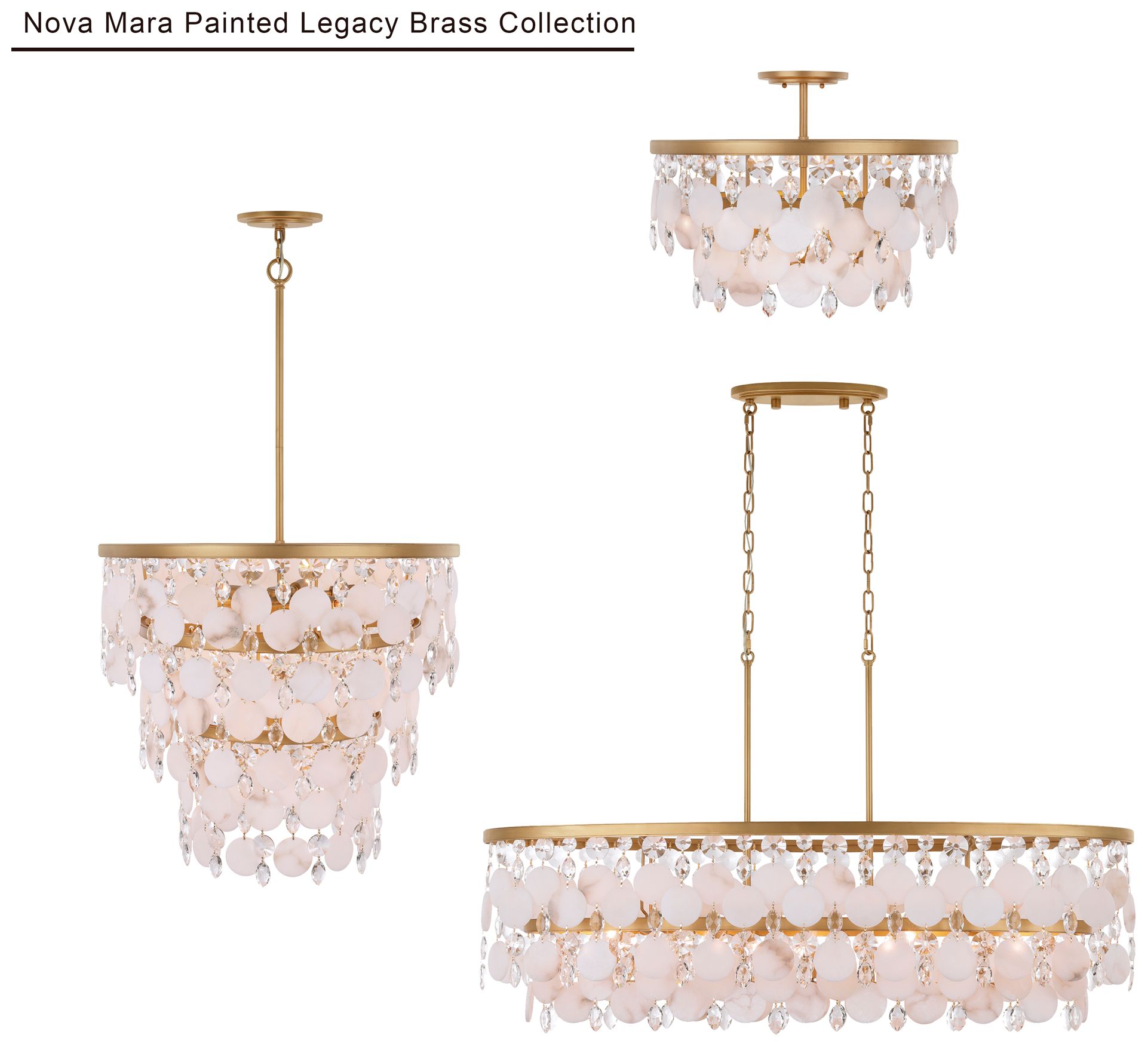 Metropolitan Nova Mara 5-Light 22-in Painted Legacy Brass Semi-Flush Mount