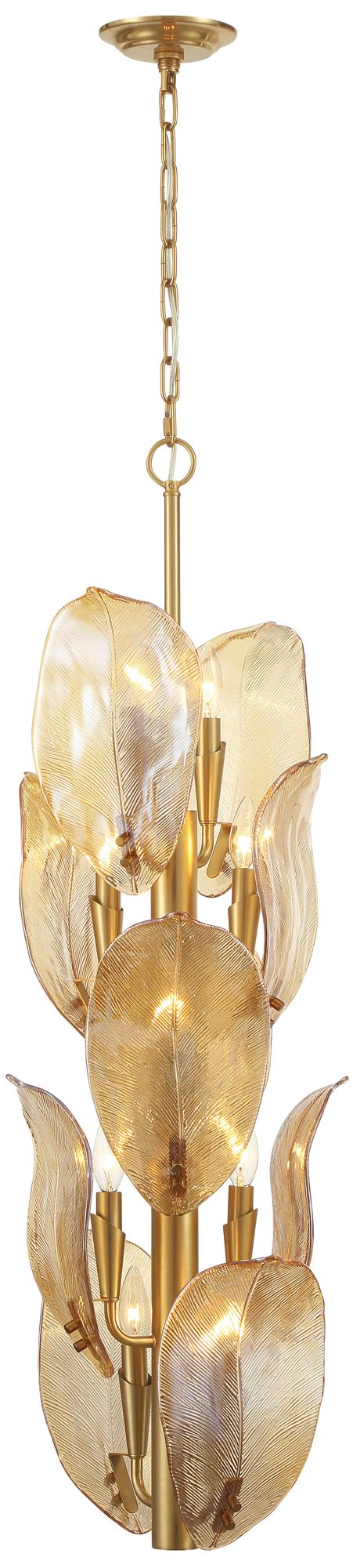 Image 2 Metropolitan Orchid 10-Light 13-in Legacy Brass Pendant with Handmade Glass more views
