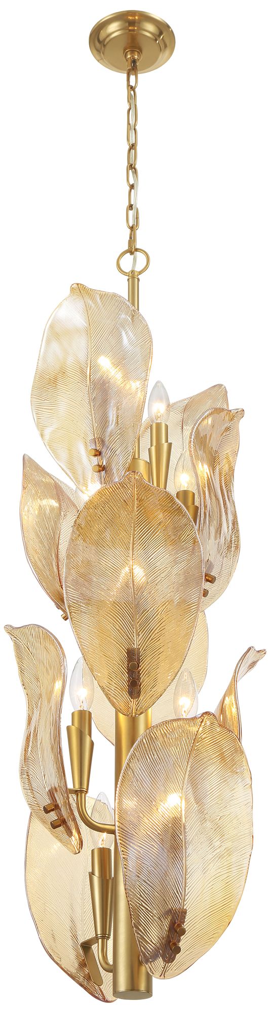 Image 4 Metropolitan Orchid 10-Light 13-in Legacy Brass Pendant with Handmade Glass more views