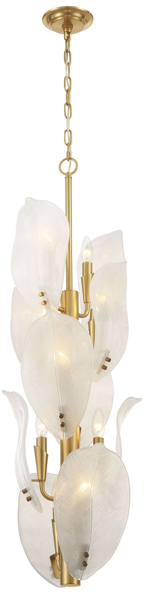 Metropolitan Orchid 10-Light 13-in Legacy Brass Pendant with Handmade Glass