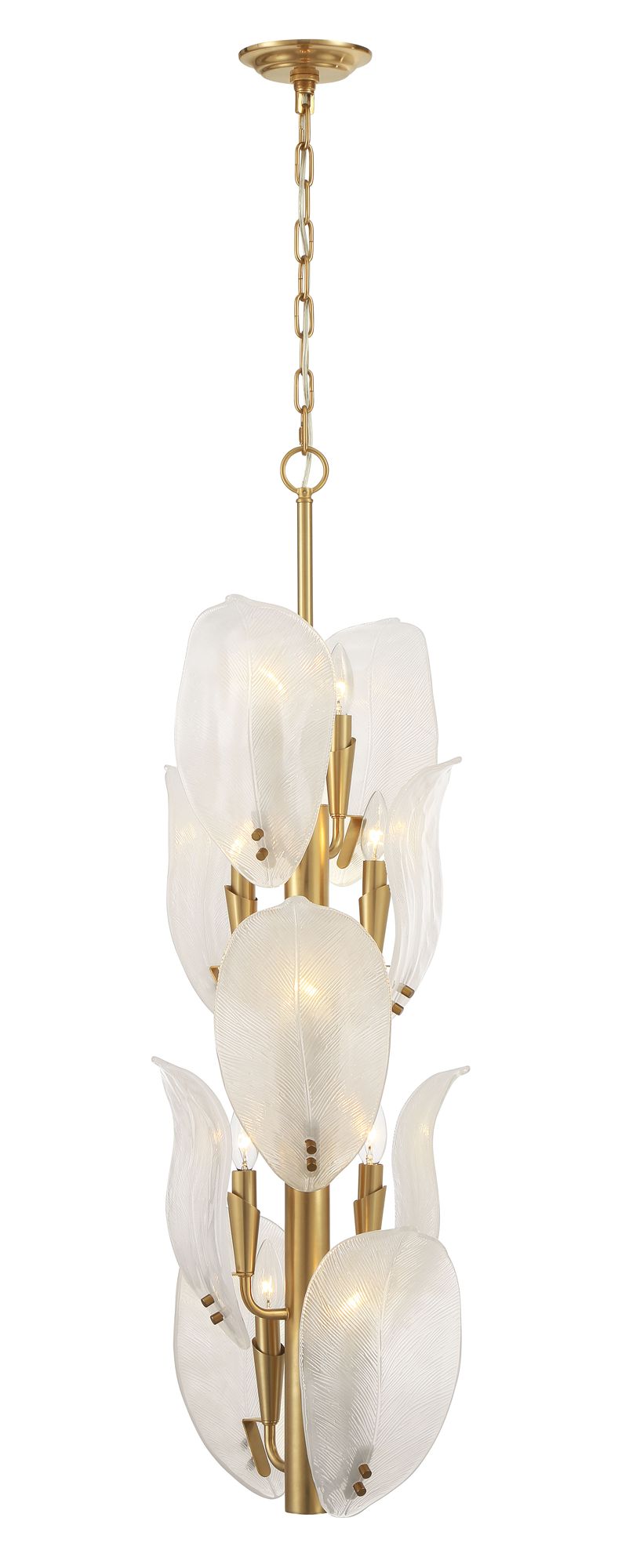 Image 3 Metropolitan Orchid 10-Light 13-in Legacy Brass Pendant with Handmade Glass more views