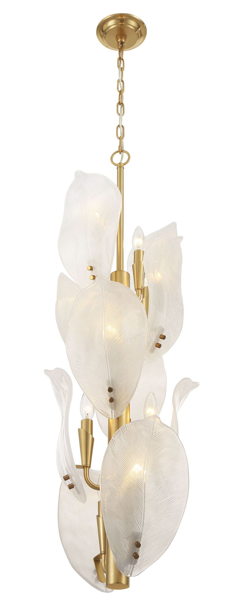 Image 7 Metropolitan Orchid 10-Light 13-in Legacy Brass Pendant with Handmade Glass more views