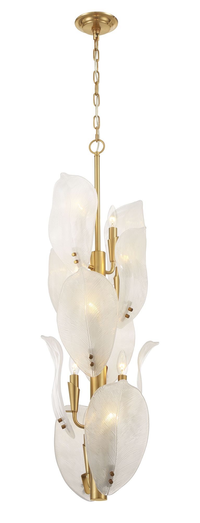 Metropolitan Orchid 10-Light 13-in Legacy Brass Pendant with Handmade Glass