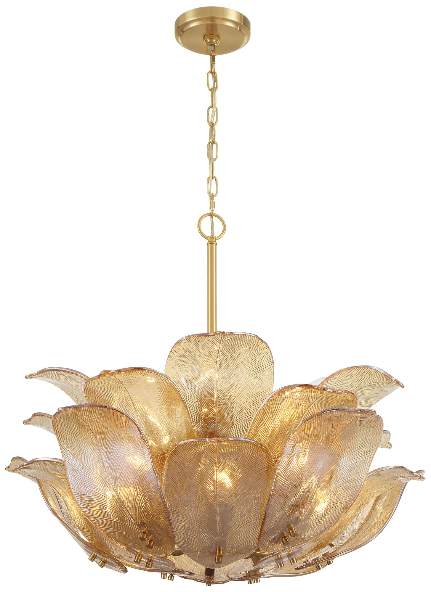 Metropolitan Orchid 10-Lt 28.5-in Legacy Brass Pendant with Handmade Glass