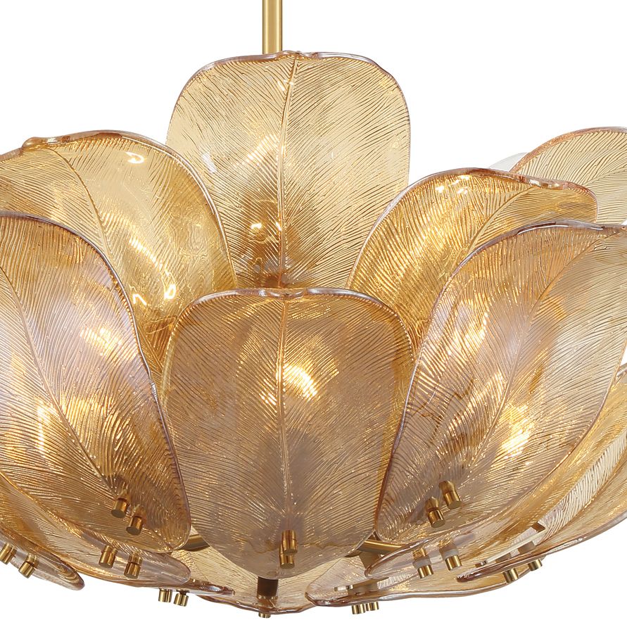 Image 2 Metropolitan Orchid 10-Lt 28.5-in Legacy Brass Pendant with Handmade Glass more views