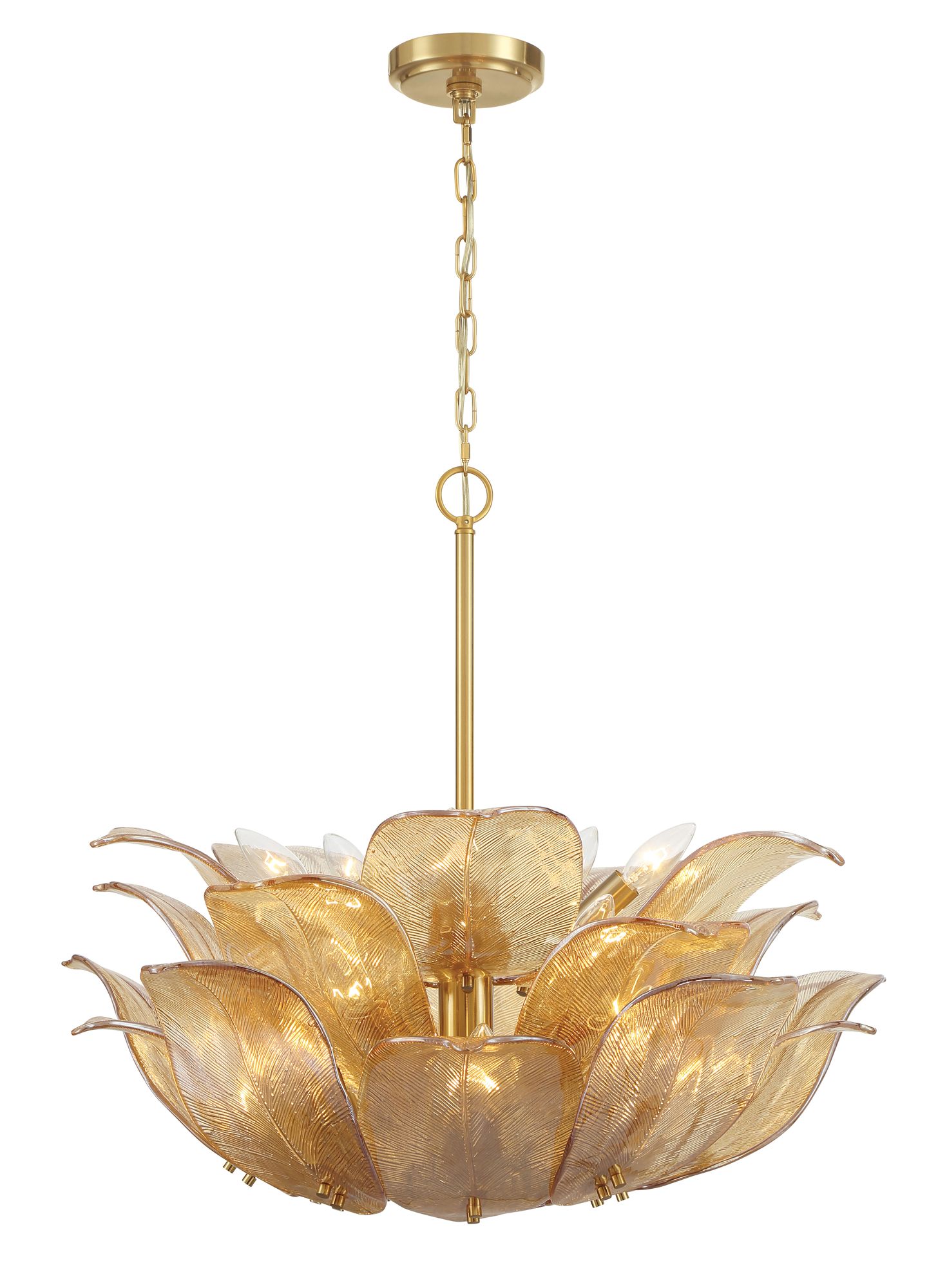 Image 3 Metropolitan Orchid 10-Lt 28.5-in Legacy Brass Pendant with Handmade Glass more views