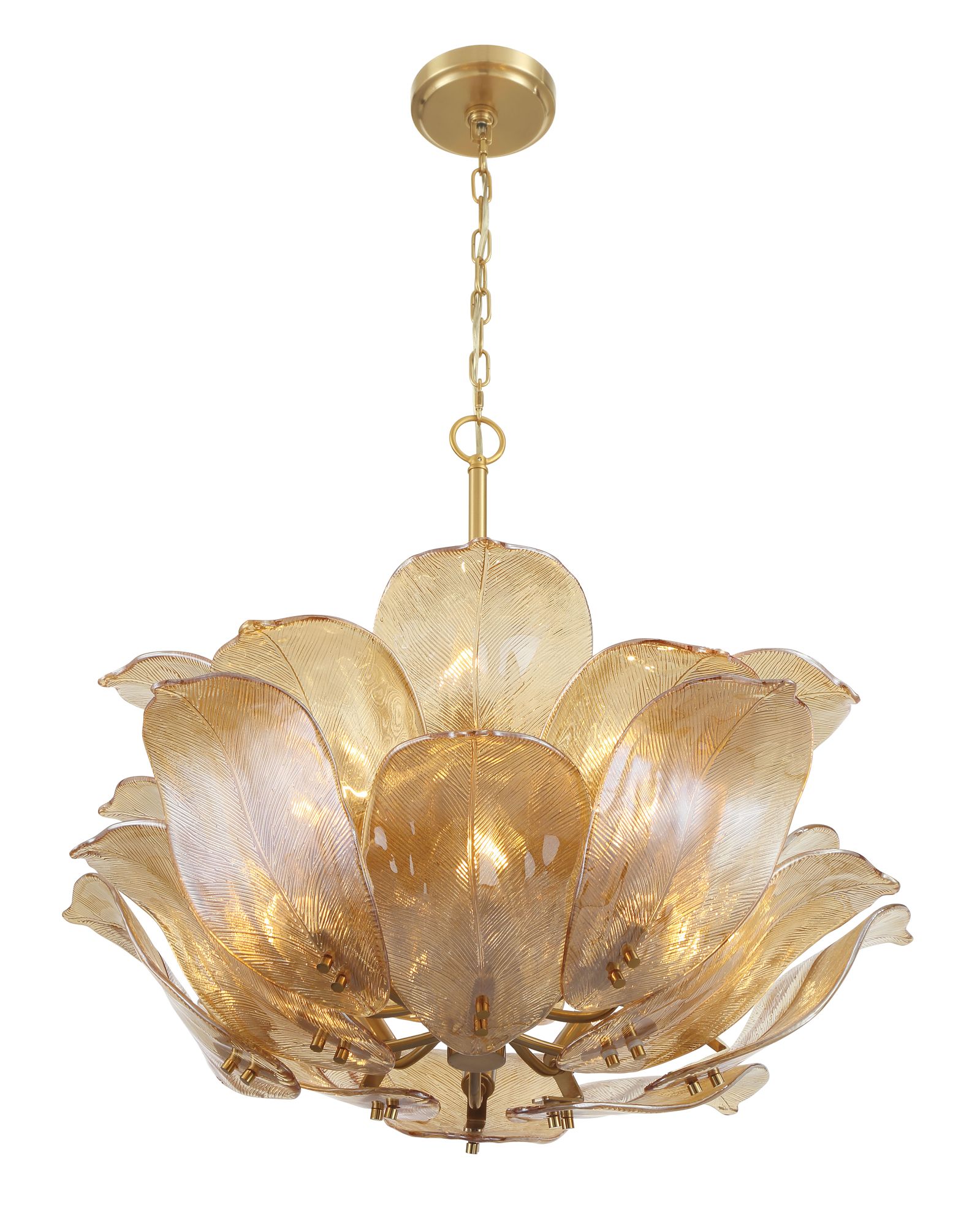 Image 5 Metropolitan Orchid 10-Lt 28.5-in Legacy Brass Pendant with Handmade Glass more views
