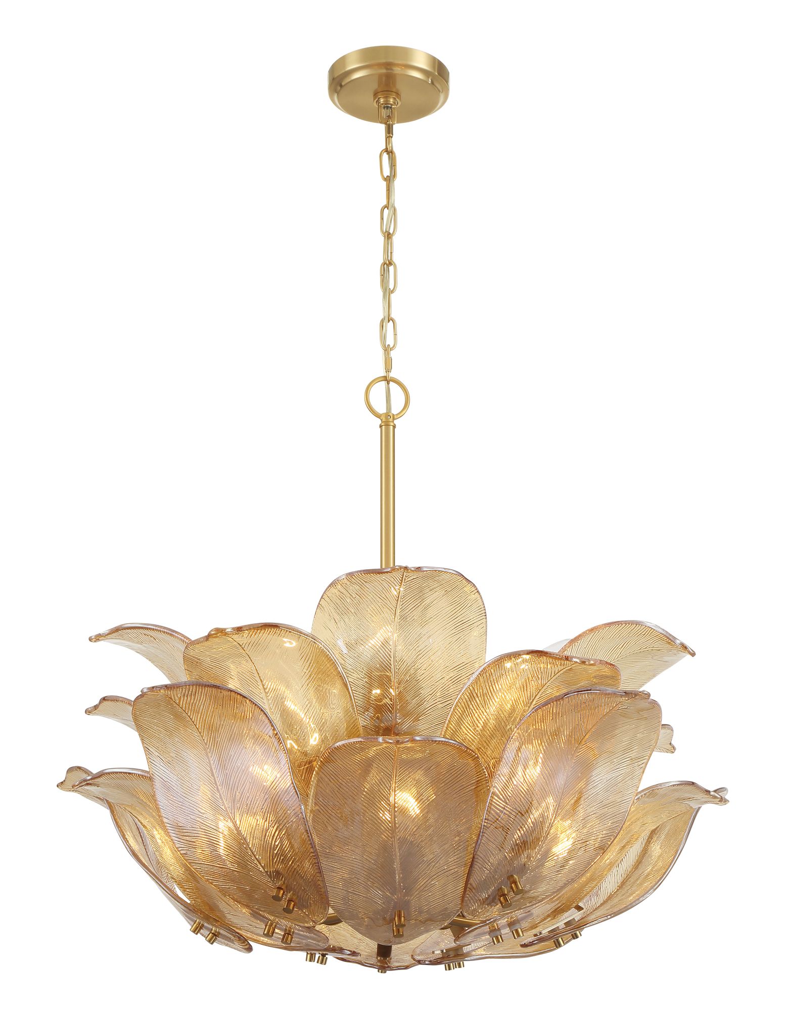 Image 6 Metropolitan Orchid 10-Lt 28.5-in Legacy Brass Pendant with Handmade Glass more views