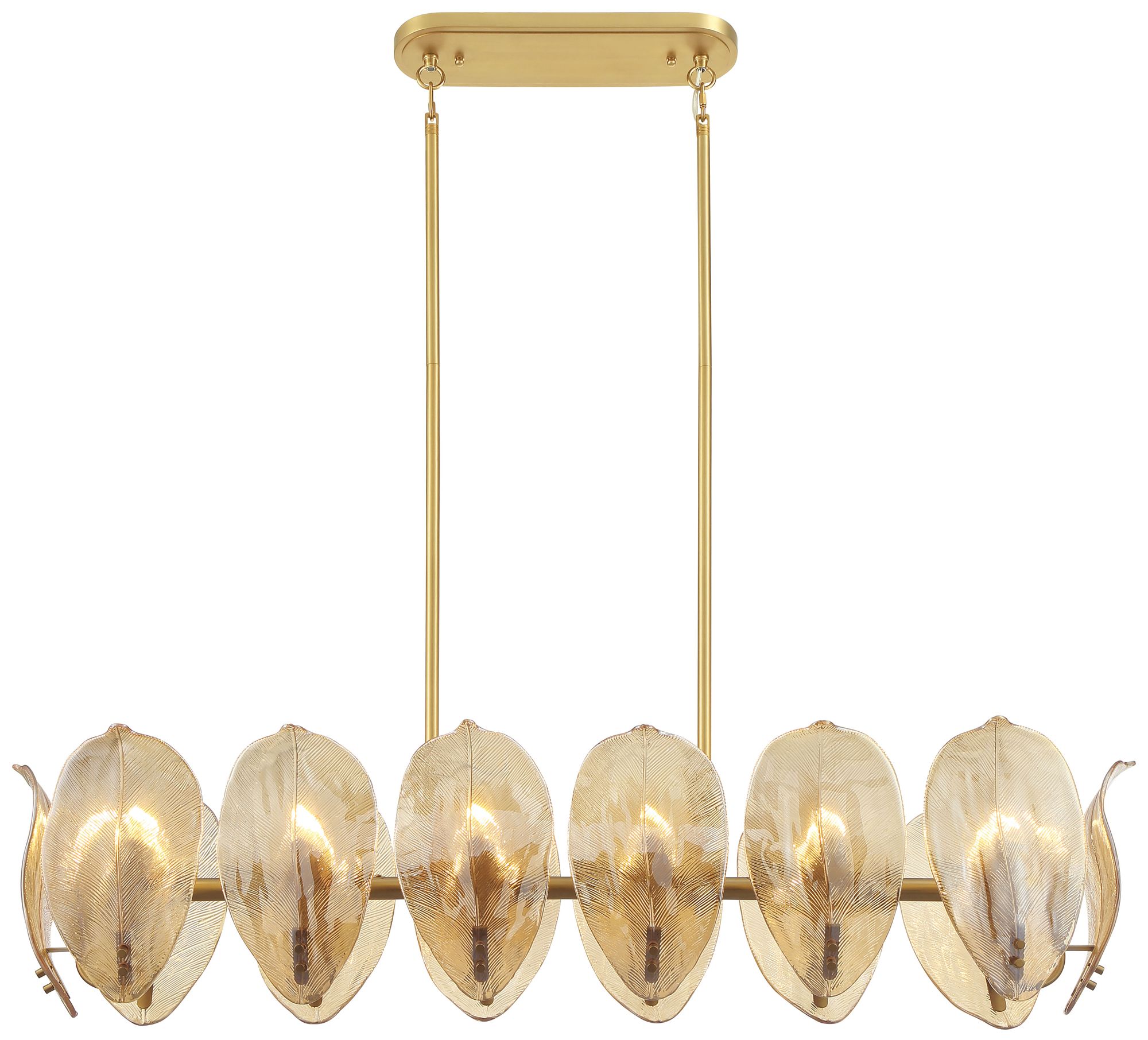 Image 3 Metropolitan Orchid 14-Lt 48-in Legacy Brass Linear Chandelier with Glass more views