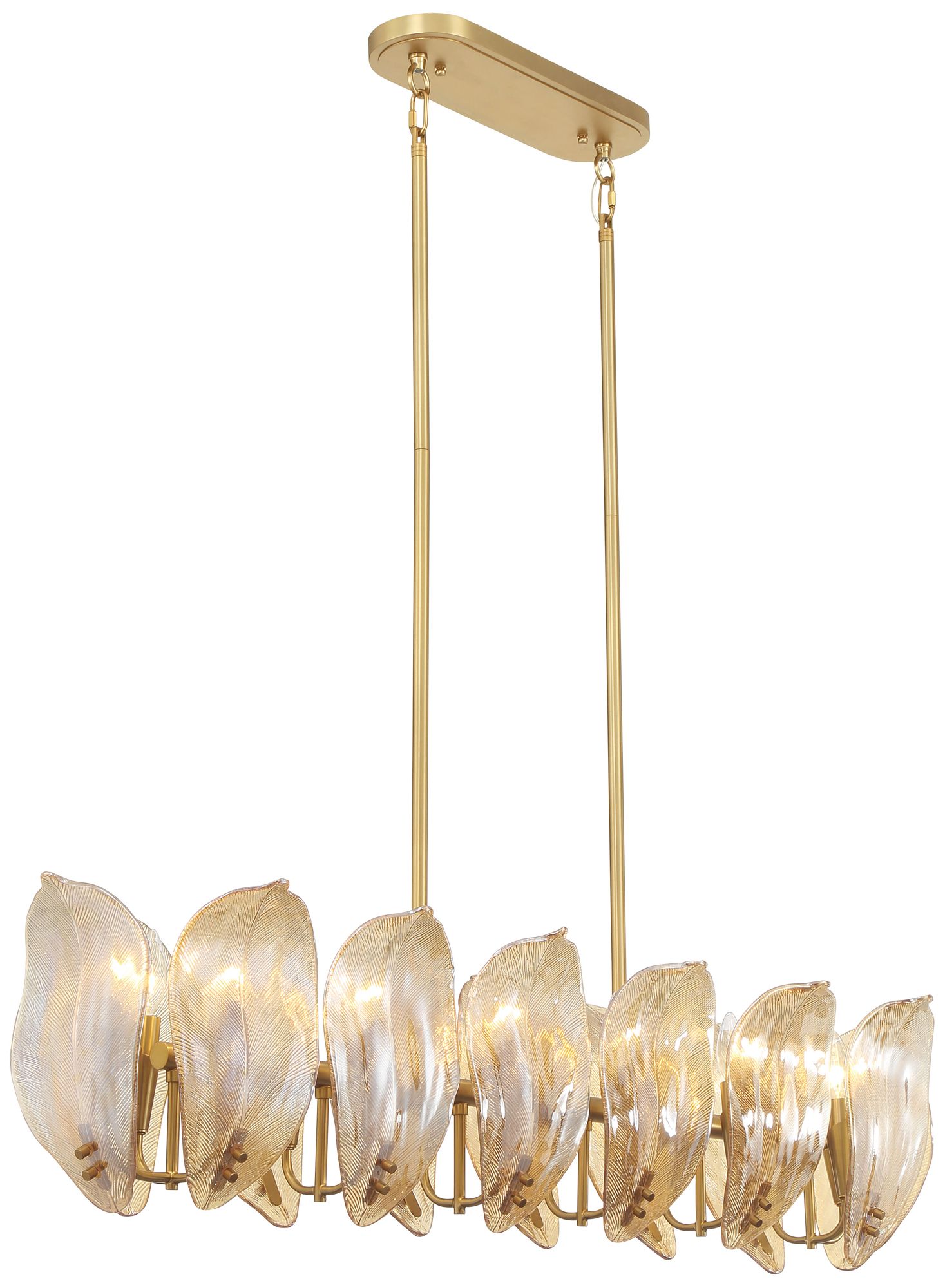 Image 4 Metropolitan Orchid 14-Lt 48-in Legacy Brass Linear Chandelier with Glass more views