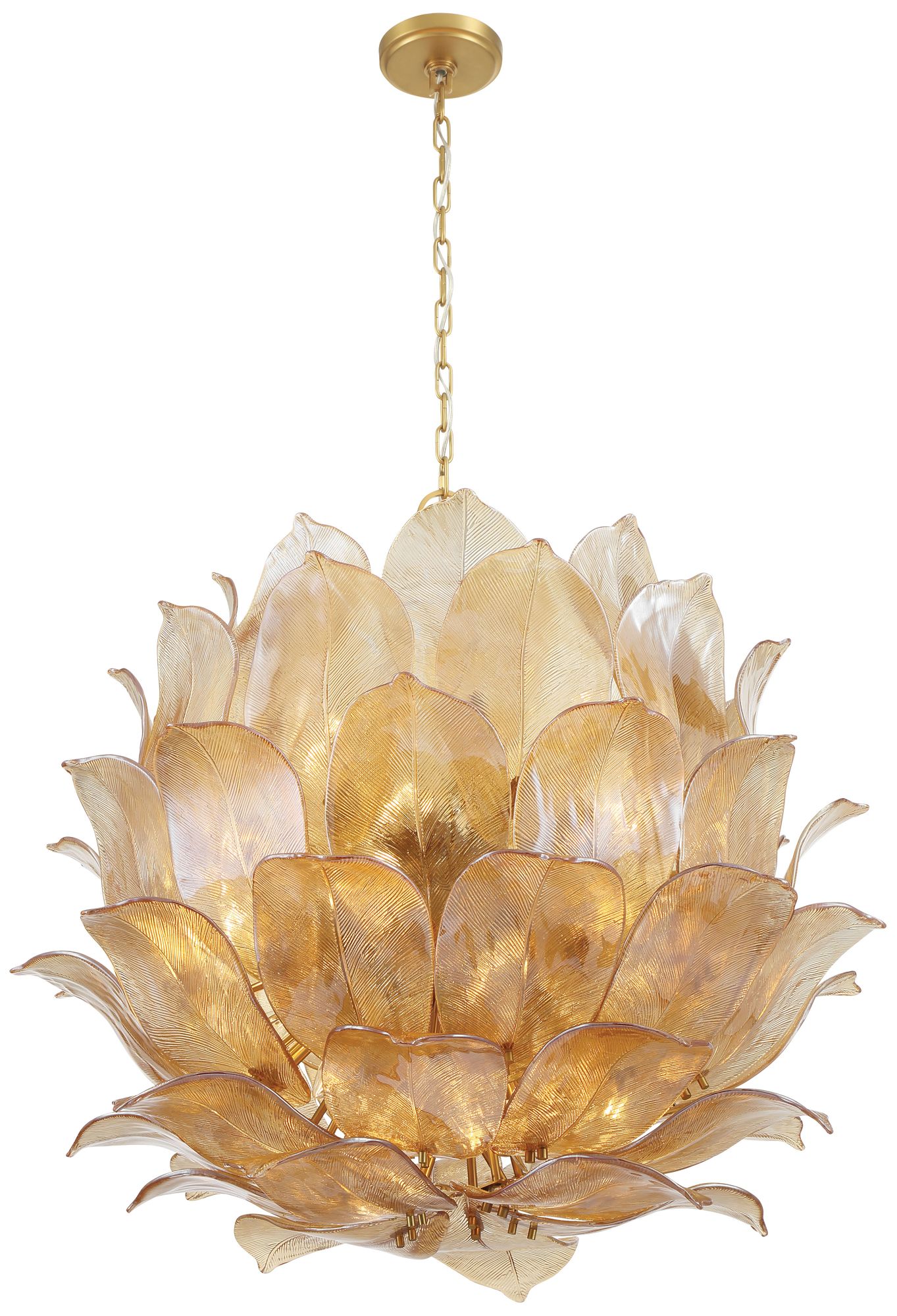 Metropolitan Orchid 24-Lt 35.5-in Legacy Brass Pendant with Handmade Glass