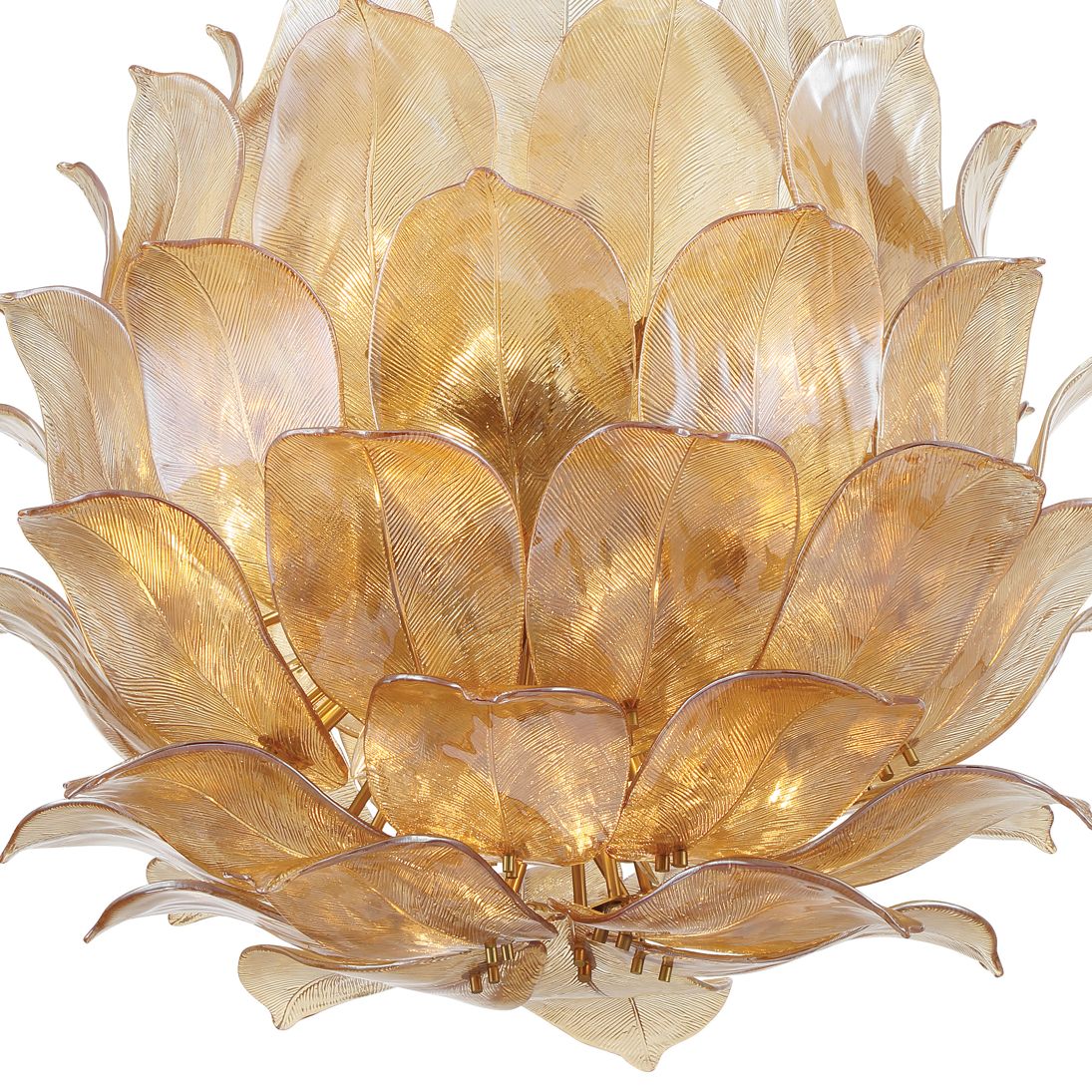 Image 2 Metropolitan Orchid 24-Lt 35.5-in Legacy Brass Pendant with Handmade Glass more views