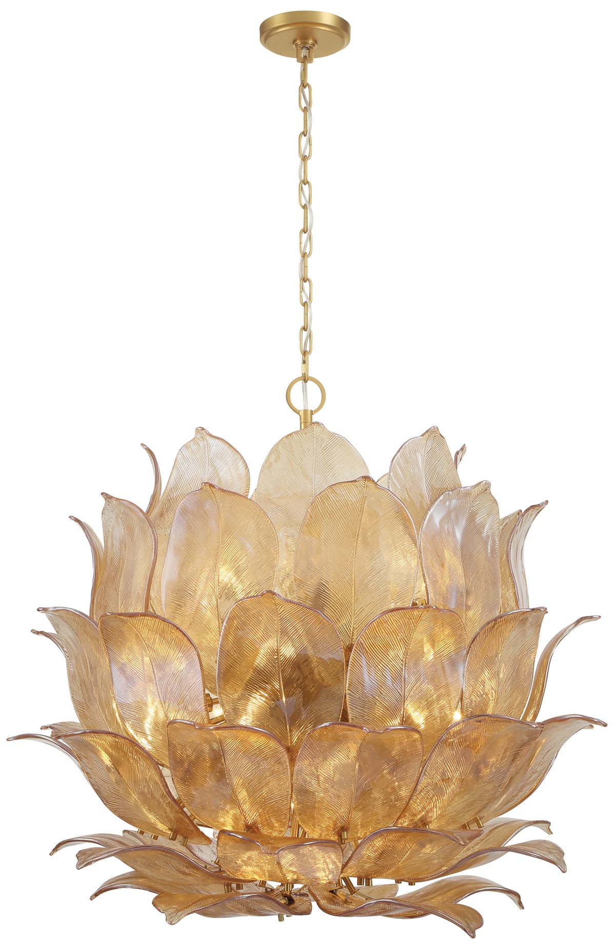 Image 3 Metropolitan Orchid 24-Lt 35.5-in Legacy Brass Pendant with Handmade Glass more views