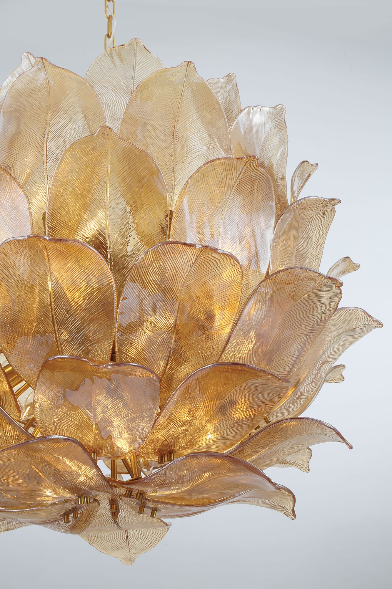 Image 4 Metropolitan Orchid 24-Lt 35.5-in Legacy Brass Pendant with Handmade Glass more views