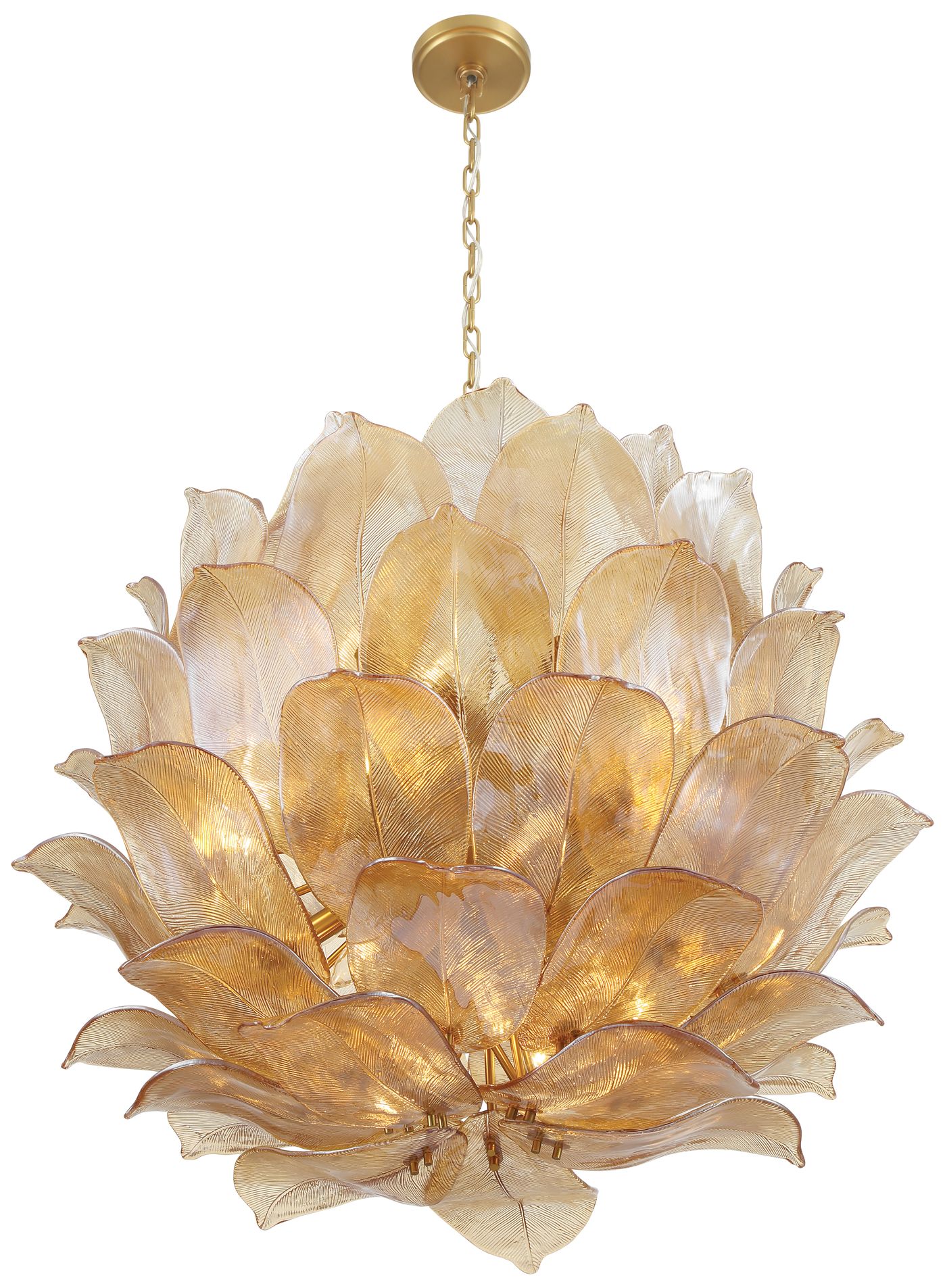 Image 5 Metropolitan Orchid 24-Lt 35.5-in Legacy Brass Pendant with Handmade Glass more views