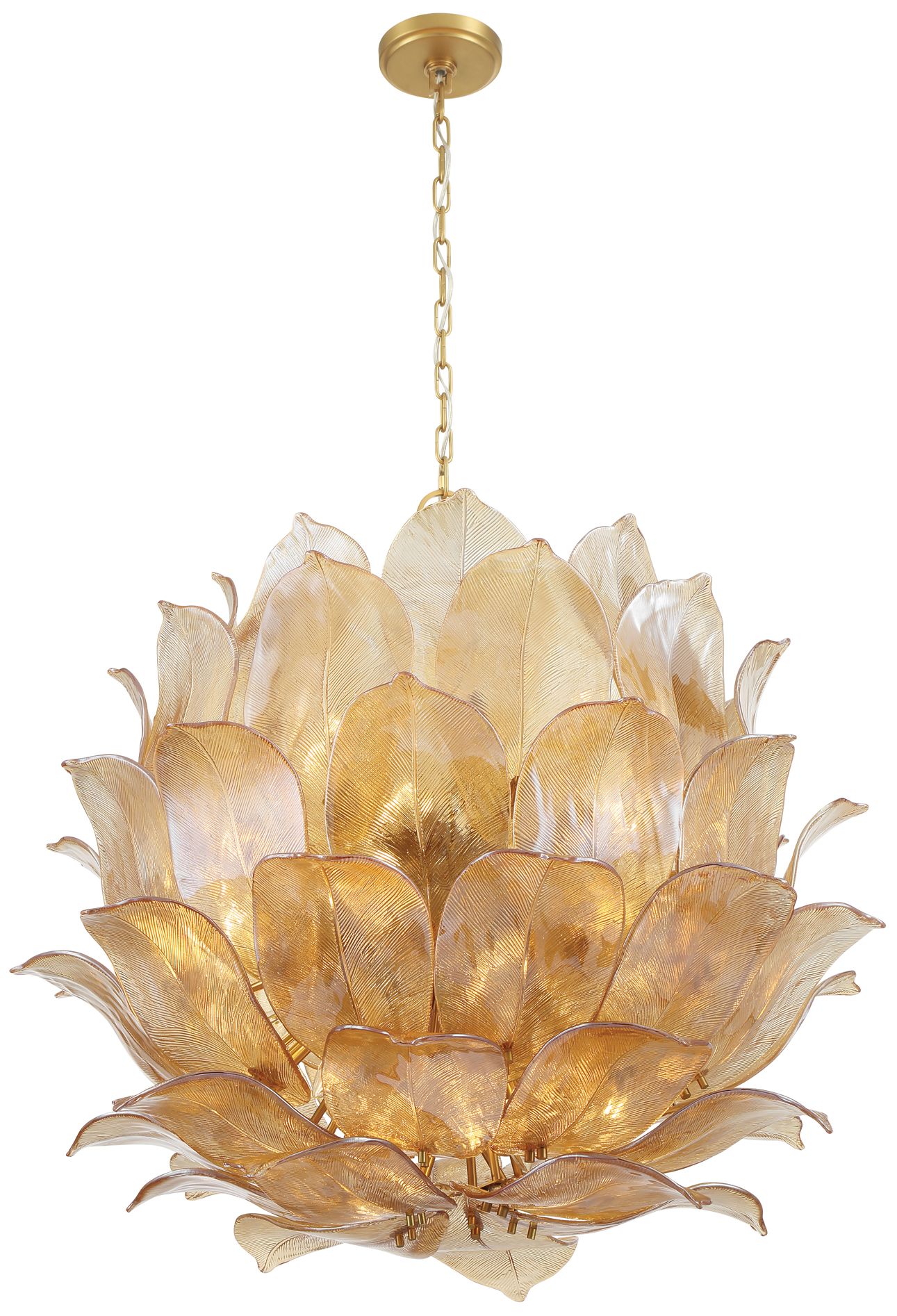 Image 6 Metropolitan Orchid 24-Lt 35.5-in Legacy Brass Pendant with Handmade Glass more views