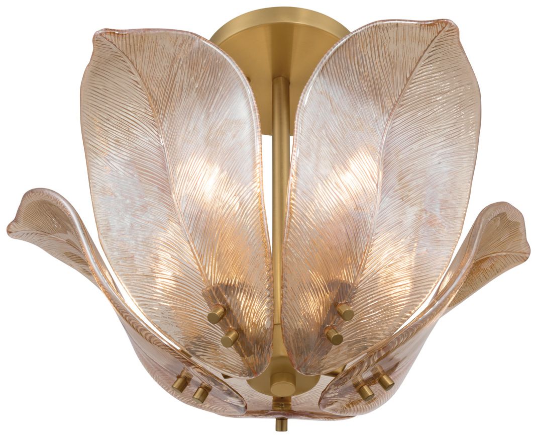 Image 3 Metropolitan Orchid 5-Light 18-in Legacy Brass and Amber Semi-Flush Mount more views