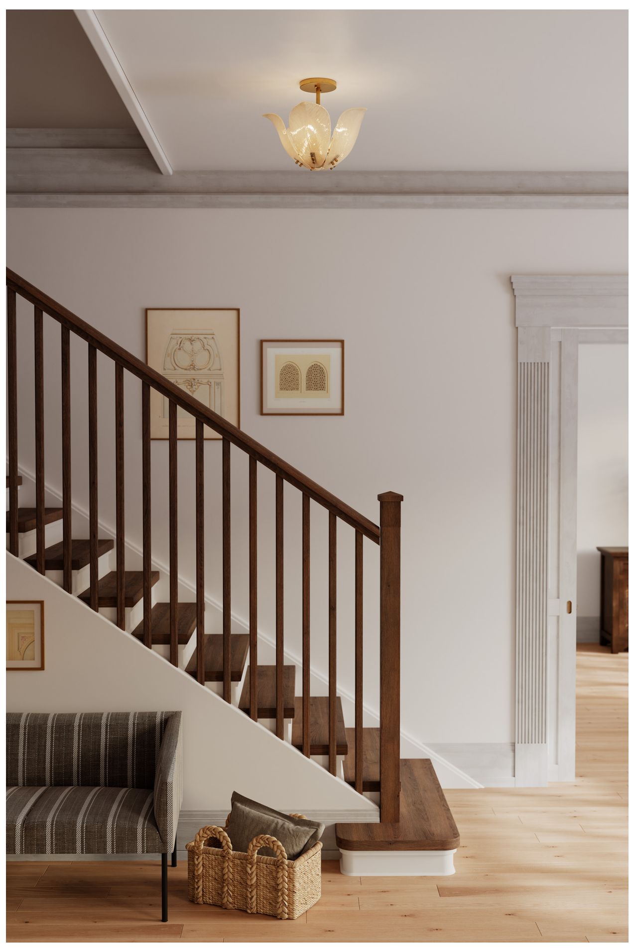 Image 4 Metropolitan Orchid 5-Light 18-in Legacy Brass and Amber Semi-Flush Mount more views