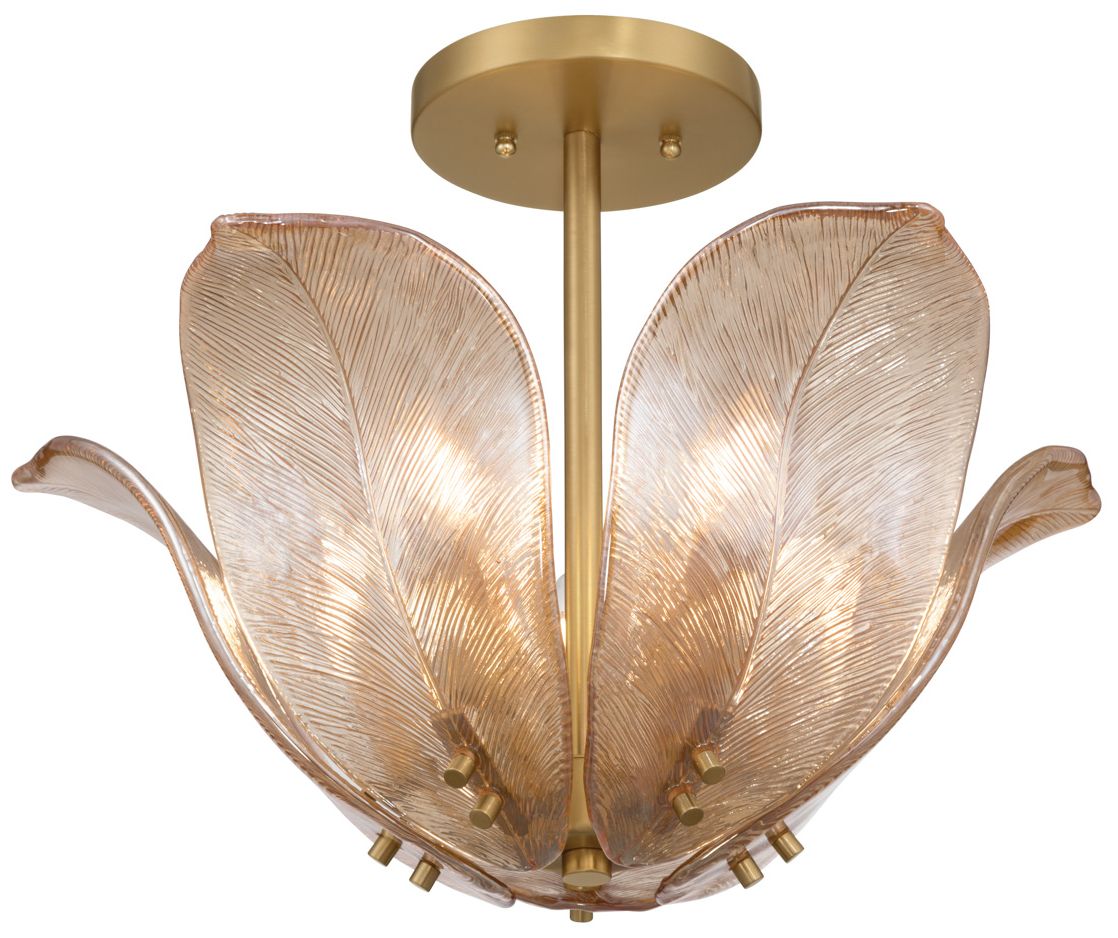 Image 6 Metropolitan Orchid 5-Light 18-in Legacy Brass and Amber Semi-Flush Mount more views