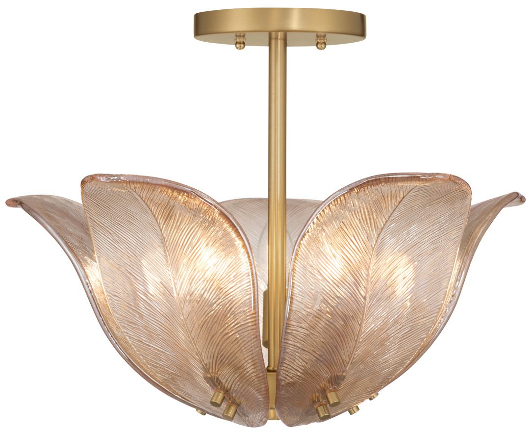 Image 7 Metropolitan Orchid 5-Light 18-in Legacy Brass and Amber Semi-Flush Mount more views