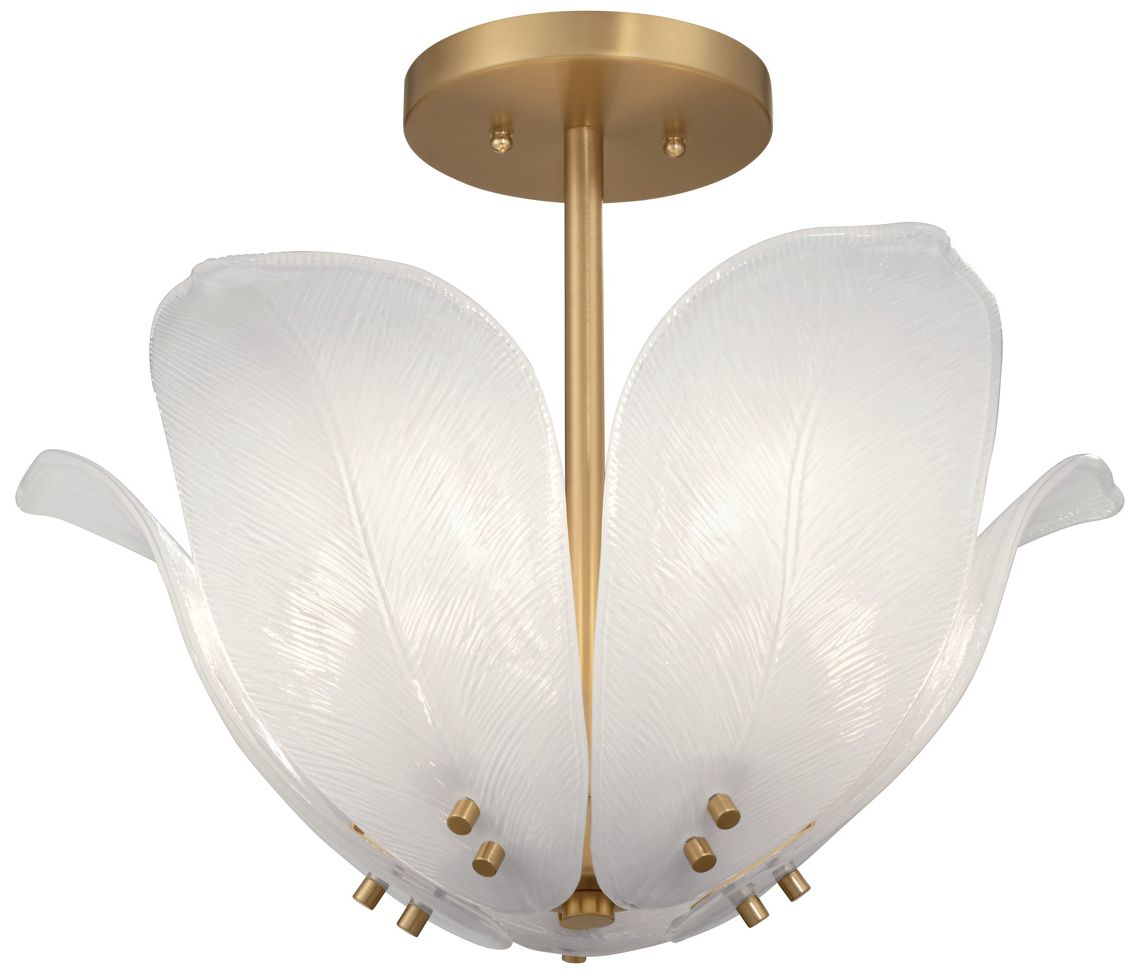 Image 2 Metropolitan Orchid 5-Light 18-in Legacy Brass and White Semi-Flush Mount