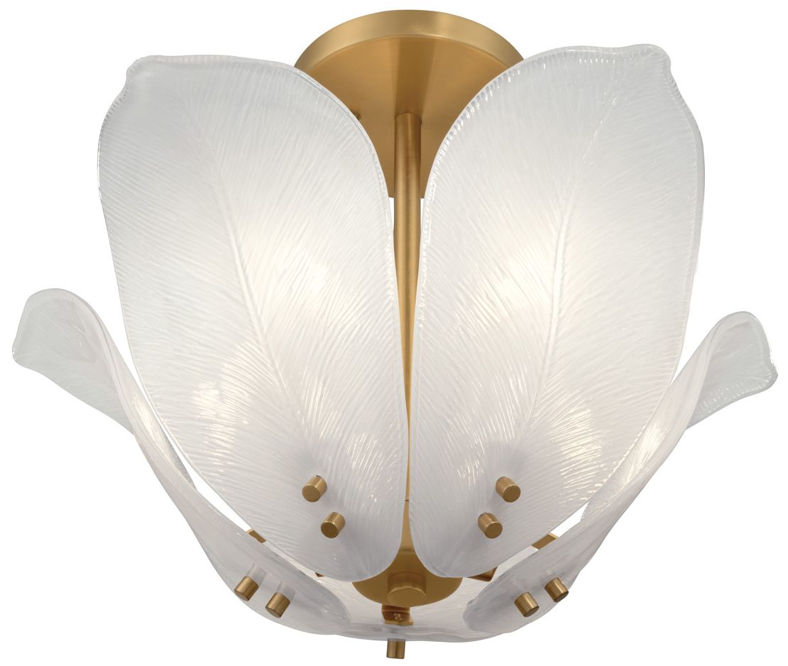 Image 3 Metropolitan Orchid 5-Light 18-in Legacy Brass and White Semi-Flush Mount more views