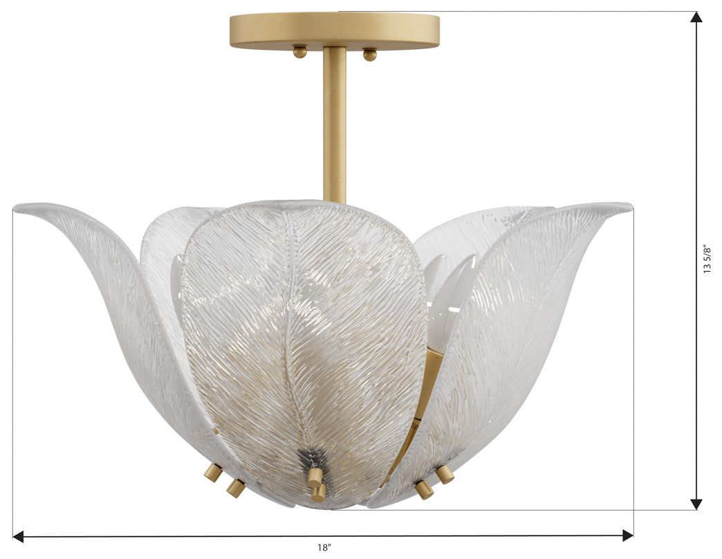 Metropolitan Orchid 5-Light 18-in Legacy Brass and White Semi-Flush Mount