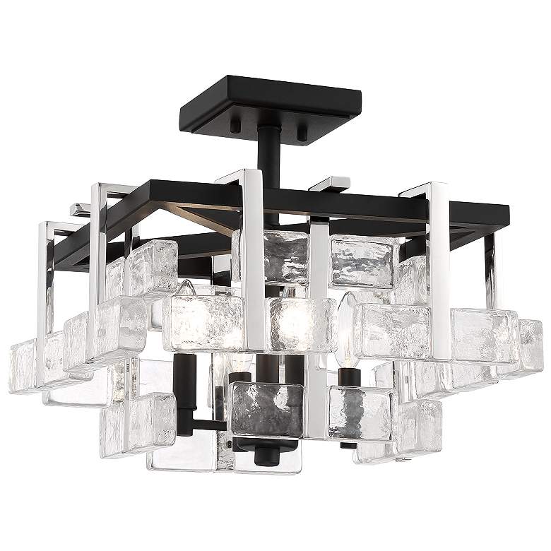Image 1 Metropolitan Painesdale 4-Light 16.25-in Black and Polish Nickel Semi-Flush
