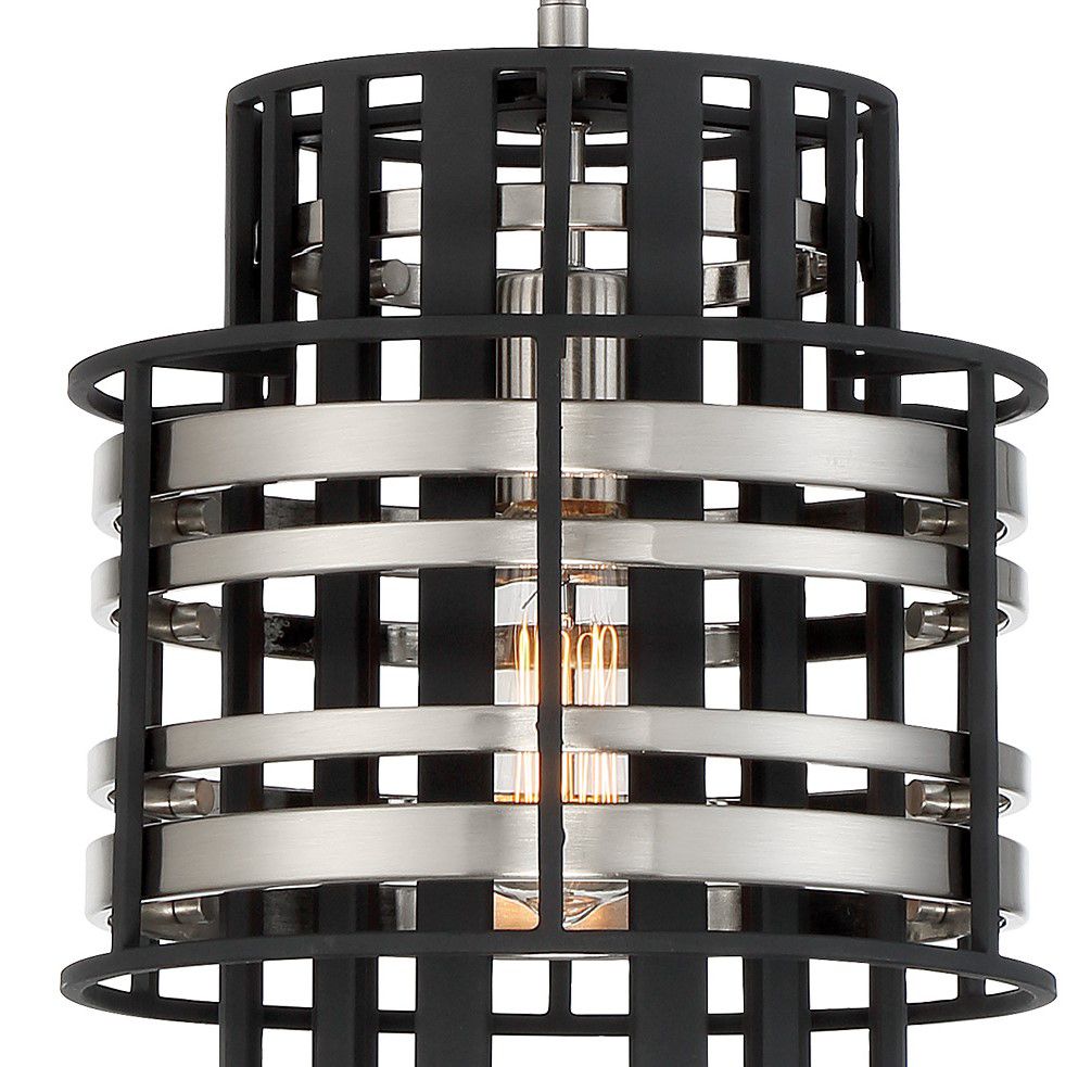 Image 3 Metropolitan Presten 1-Light Brushed Nickel and Sand Coal Mini-Pendant more views