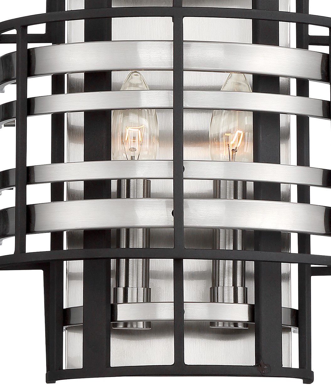 Image 2 Metropolitan Presten 2-Light Brushed Nickel and Sand Coal Wall Sconce more views