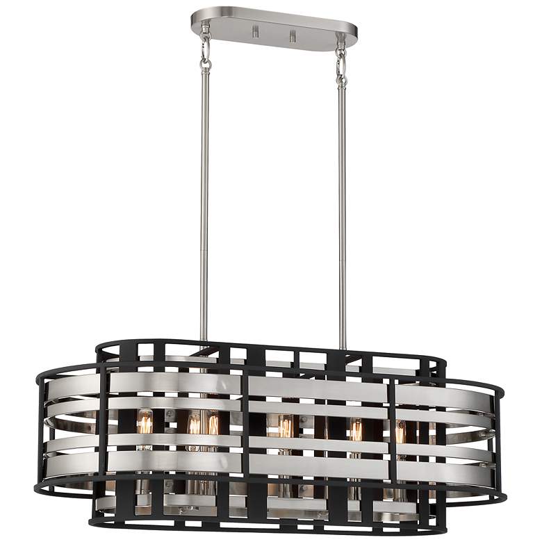 Image 2 Metropolitan Presten 32 inch Wide Coal Black 8-Light Island Pendant Light