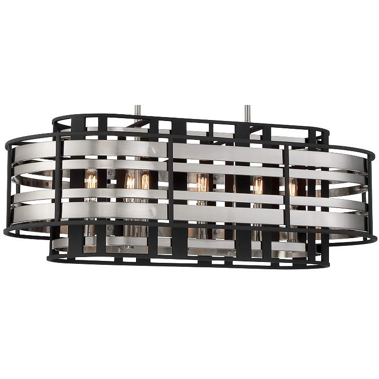 Image 3 Metropolitan Presten 32 inch Wide Coal Black 8-Light Island Pendant Light more views