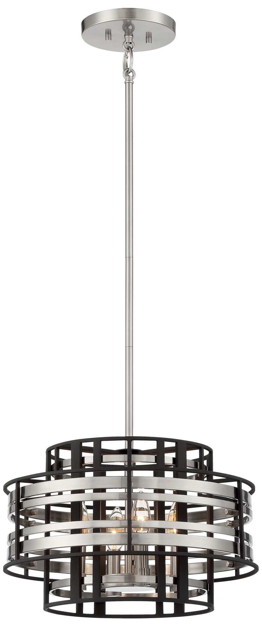 Metropolitan Presten 4-Light 16-in Brushed Nickel and Coal Black Pendant