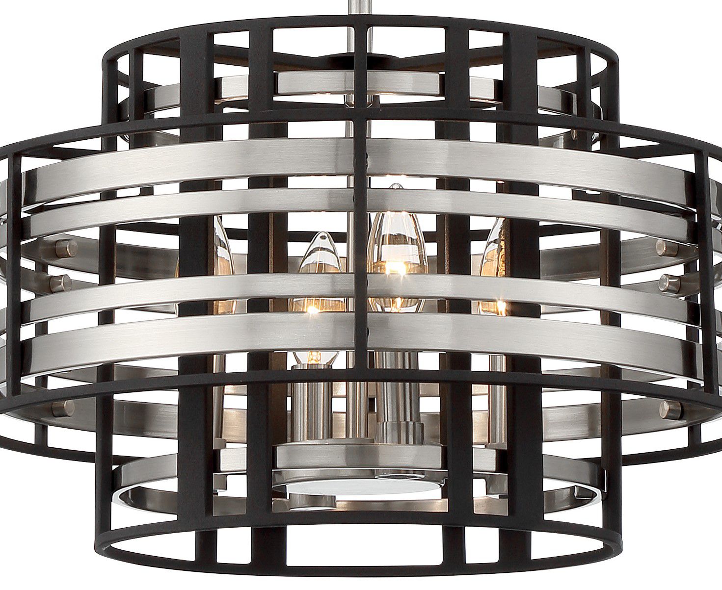 Image 3 Metropolitan Presten 4-Light 16-in Brushed Nickel and Coal Black Pendant more views