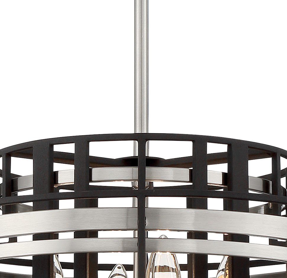 Image 4 Metropolitan Presten 4-Light 16-in Brushed Nickel and Coal Black Pendant more views
