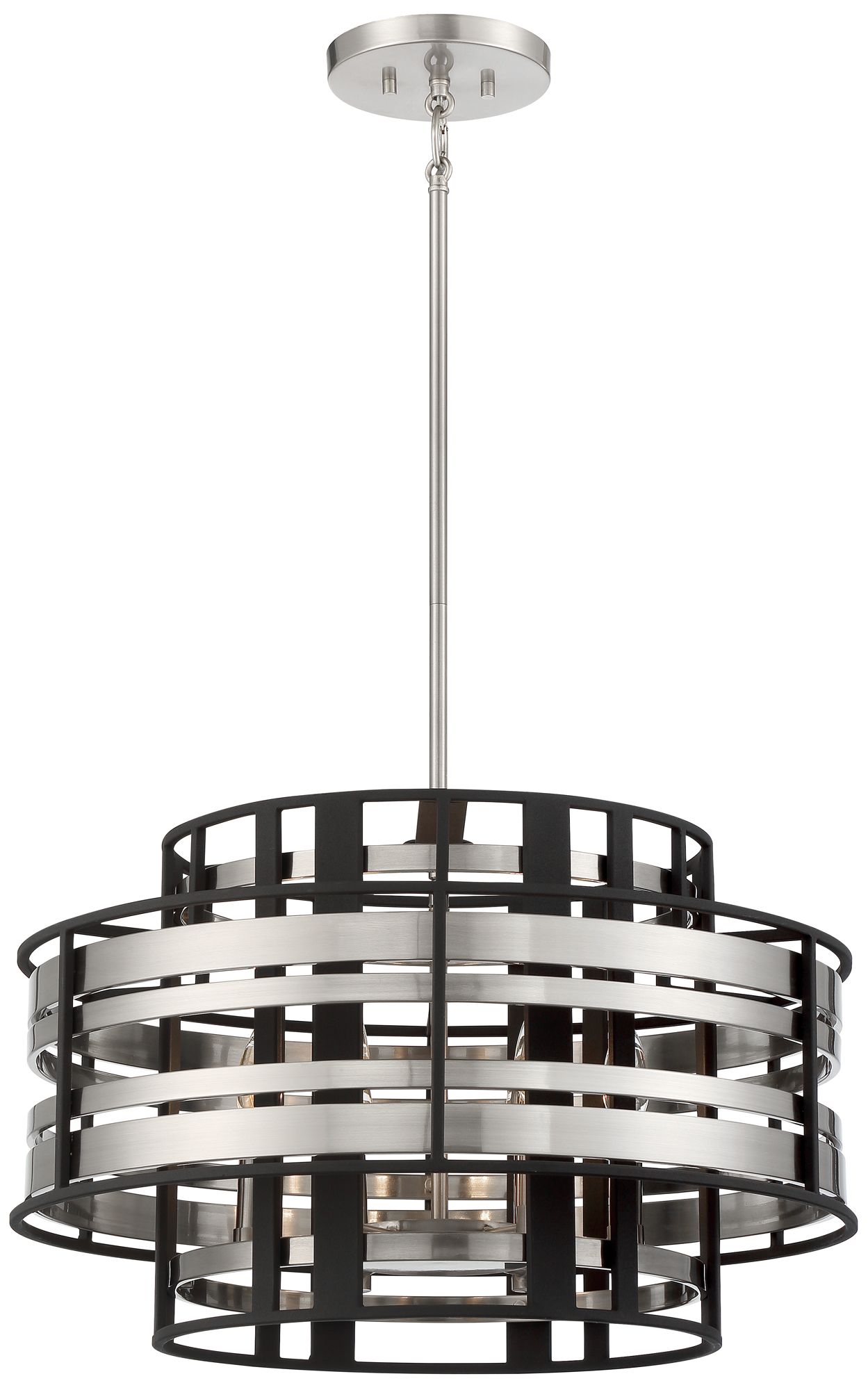Metropolitan Presten 6-Light 22.5-in Brushed Nickel and Black Pendant